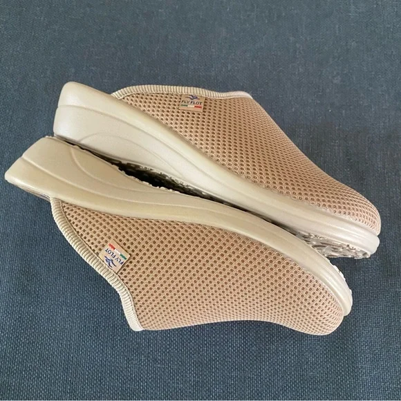 Fly Flot Clog Slip-on Mule Tan Mesh Comfort Anti-shock Anatomic Size US 7.5 - Picture 6 of 11